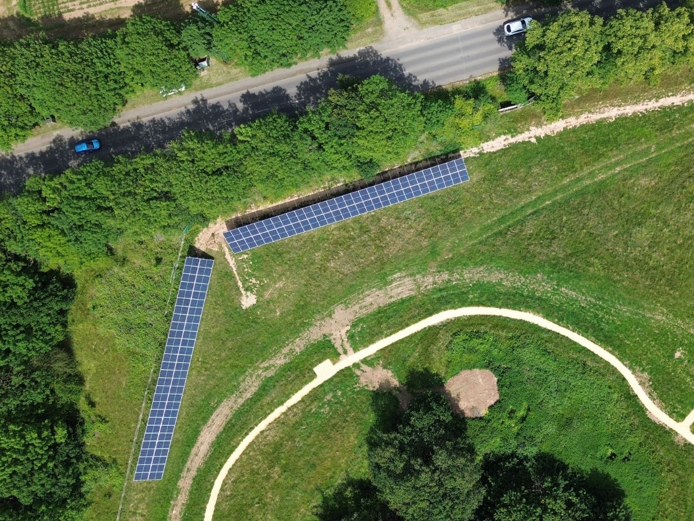 The vierw of the solar panel installation in the Solihull grounds