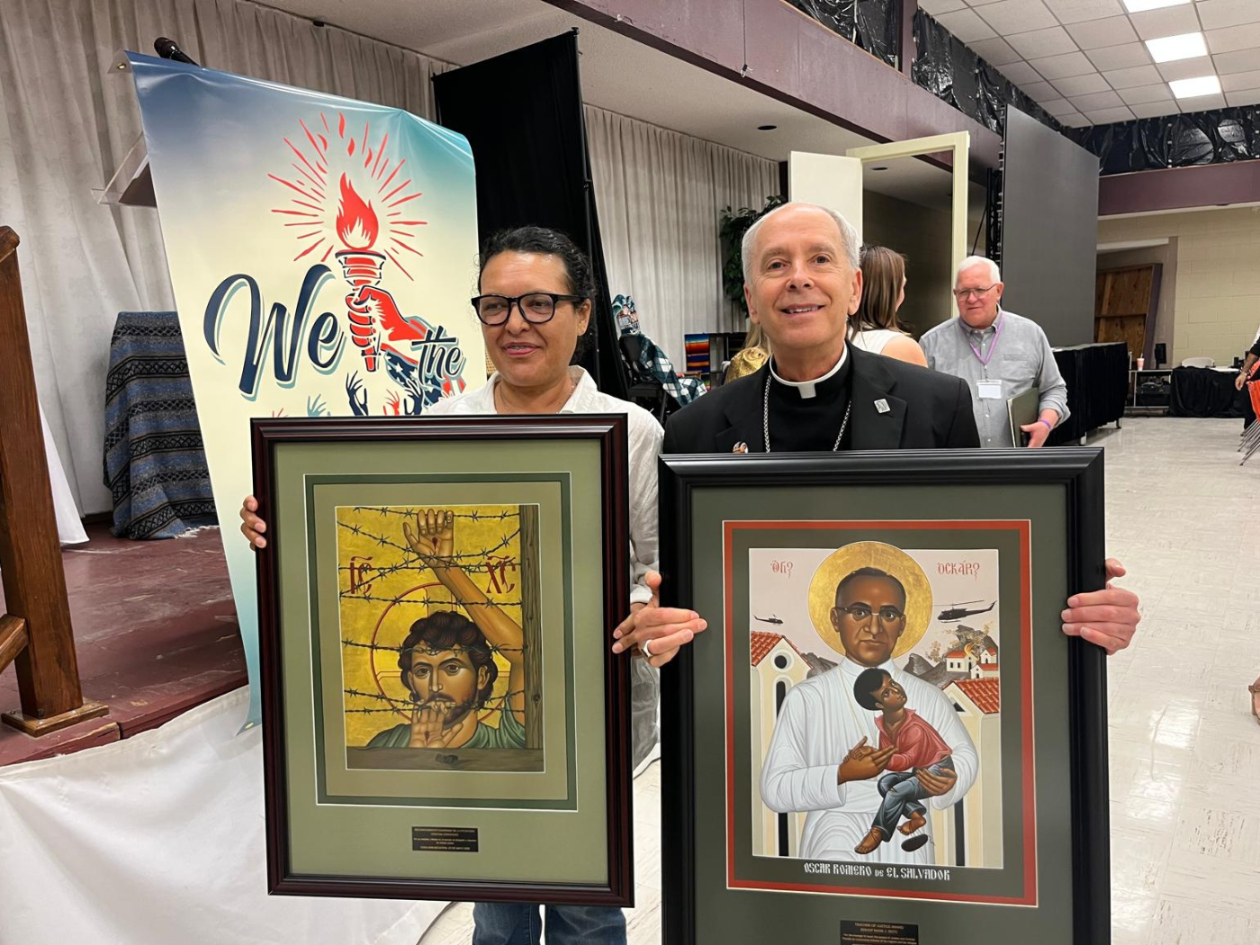 El Paso Bishop Mark Seitz (right) and Christina Coronado, director of the Columban Pastoral Programme in Juarez, were honored at the 