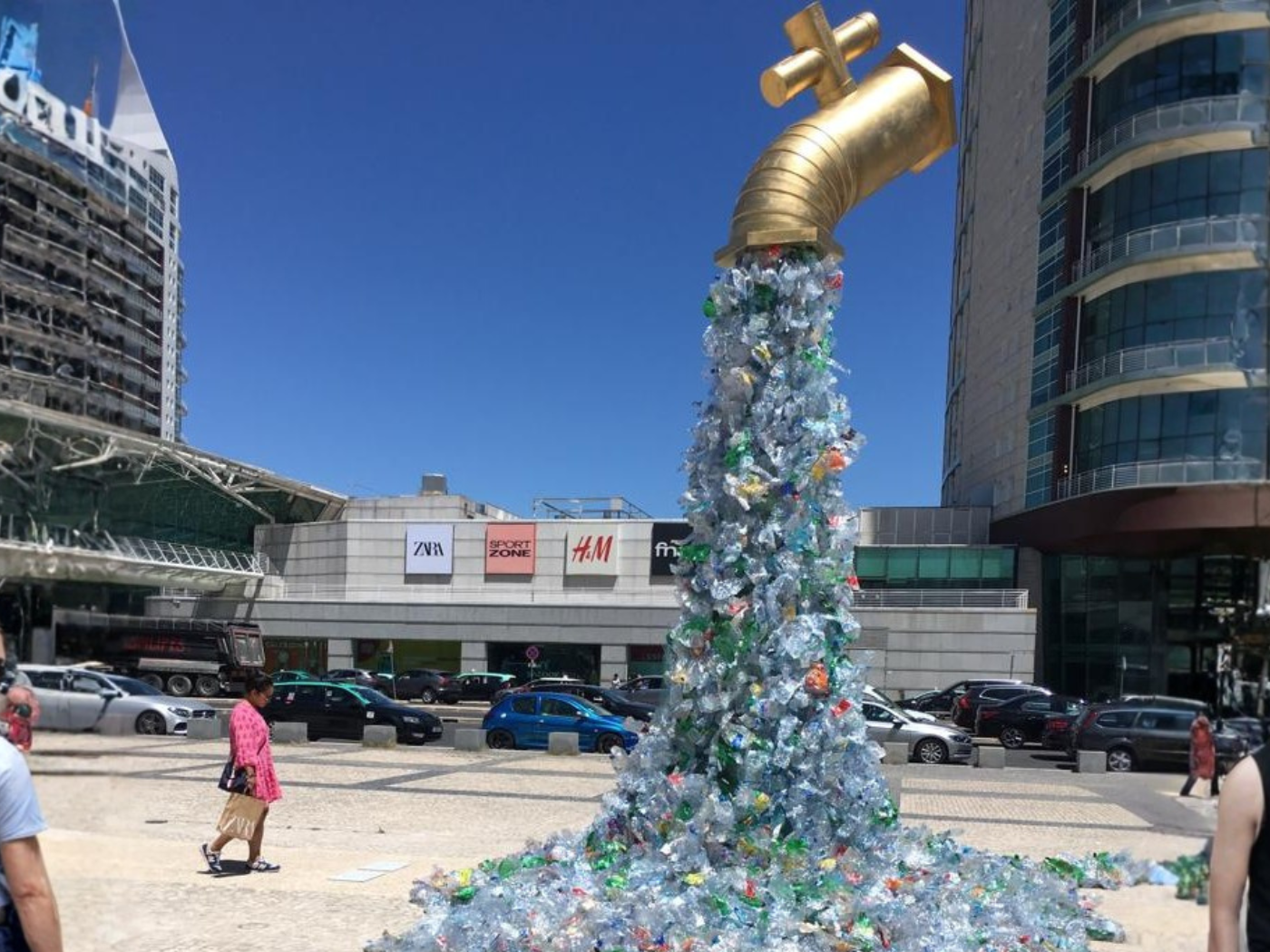 Turn of the Plastic Tap art installation by artist Benjamin Von Wong at the UN Oceans Conference in Lisbon, Portugal 2022