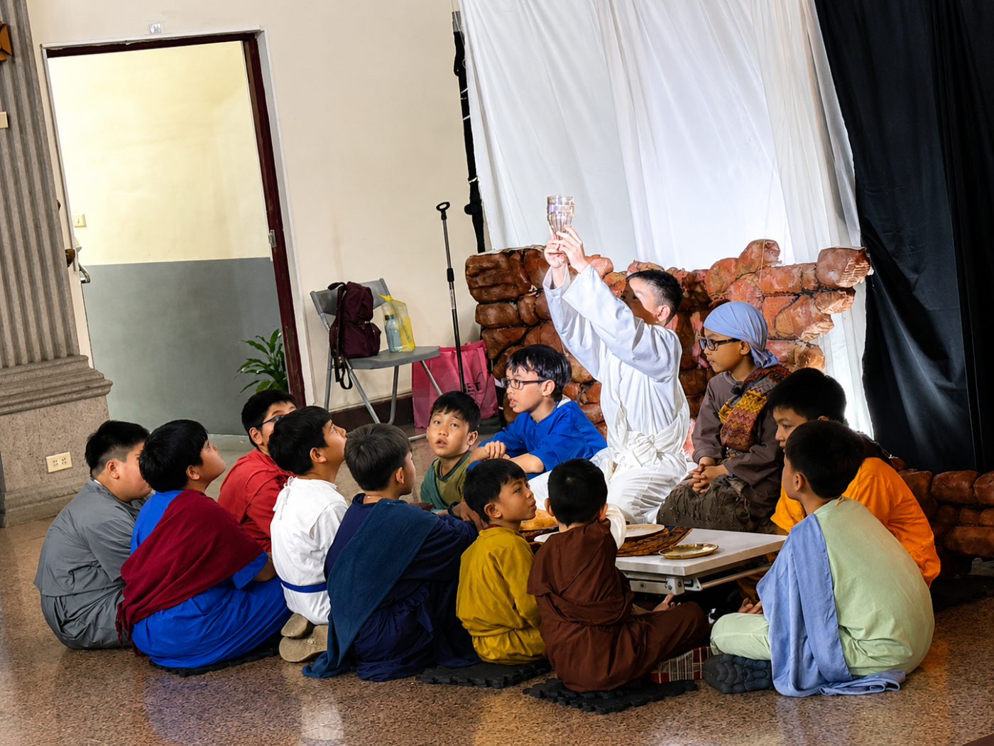 Children from the Chungli Association of Immigrants and Families (CAIF) during their first Lenten drama presentation, “Jesus’ Big Love Story,” in March 2026