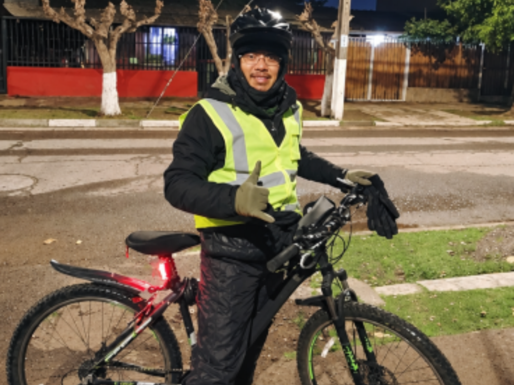 Columban student Lydio Mangao Jr on his venture through the streets of Bajos de Mena in Santiago, Chile.